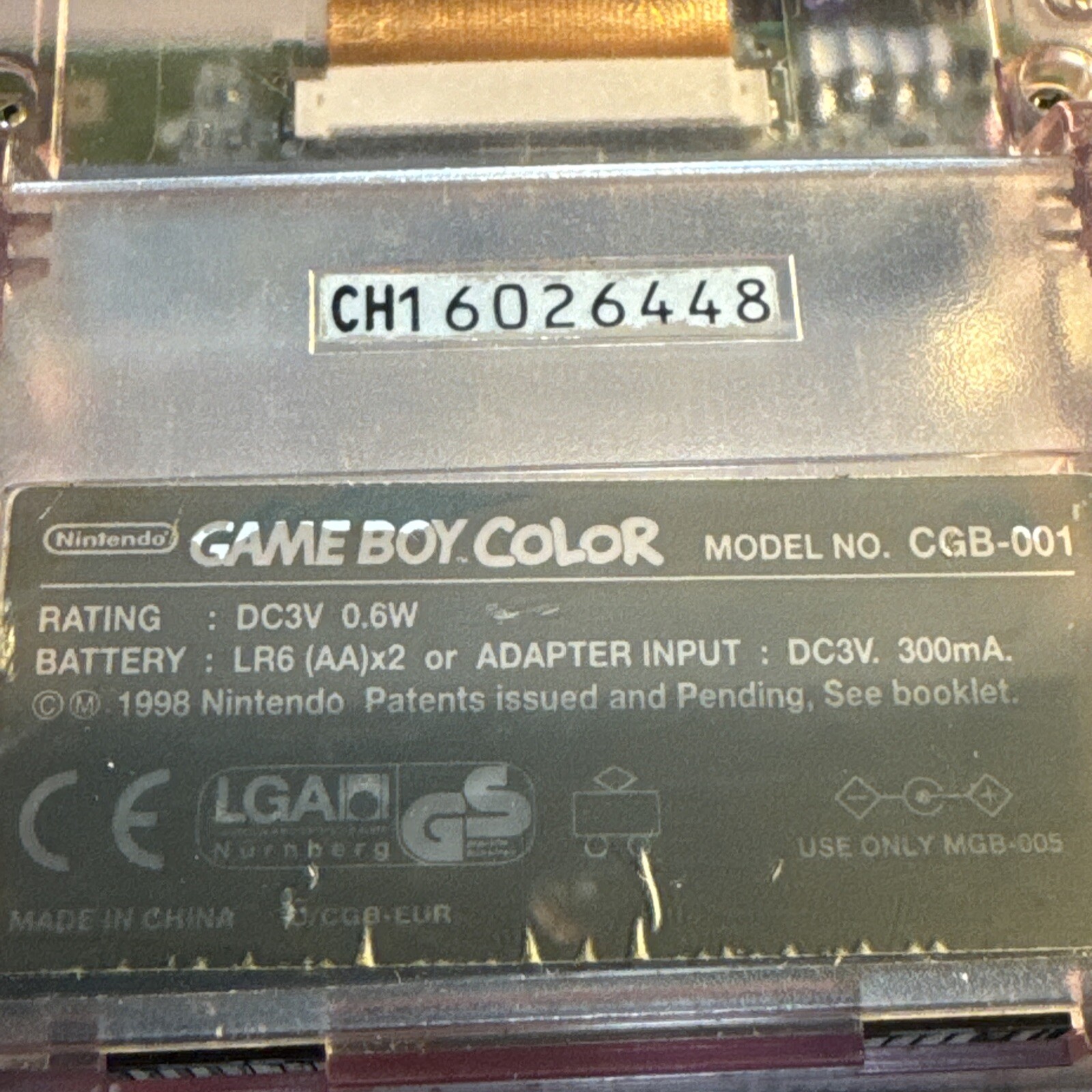 Nintendo Game Boy Color Atomic Purple Clear System Handheld Console CGB-001