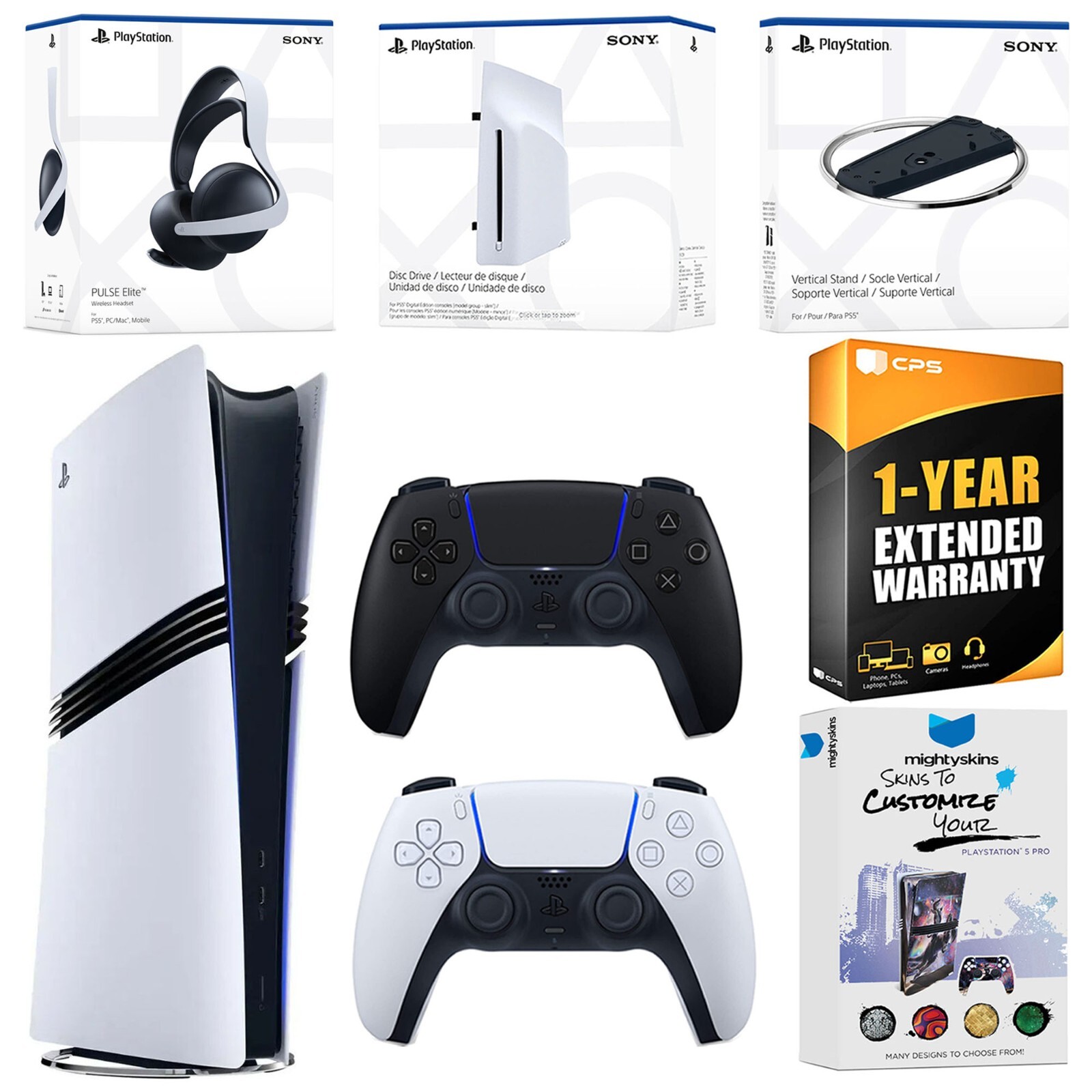 Sony PS5 Pro Digital + Disc Drive + Headset + Vertical Stand + Extra Controller