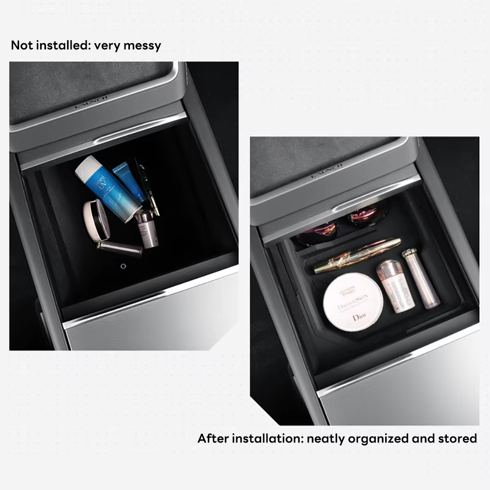 Console & Armrest Storage Box For Tesla New Model Y 2025 Juniper Launch ABS with