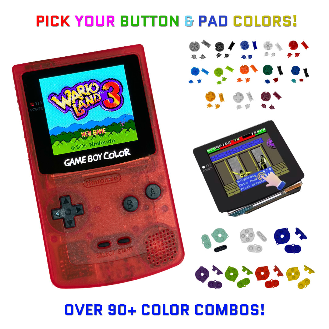 Nintendo Game Boy Color CLEAR RED System AMOLED OLED Touchscreen LCD Buttons