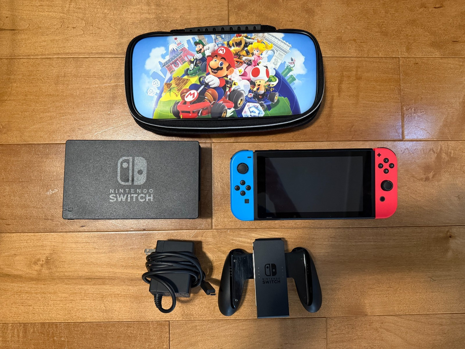 Nintendo Switch Neon Red and Neon Blue Joy-Con Console with accessories