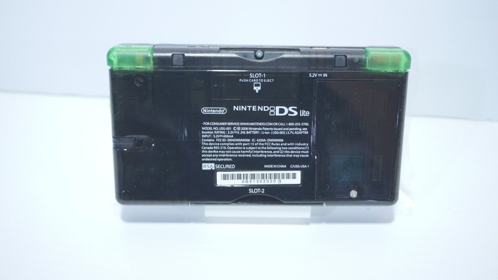Nintendo DS Lite Transparent Clear Monster Black / Green Handheld System