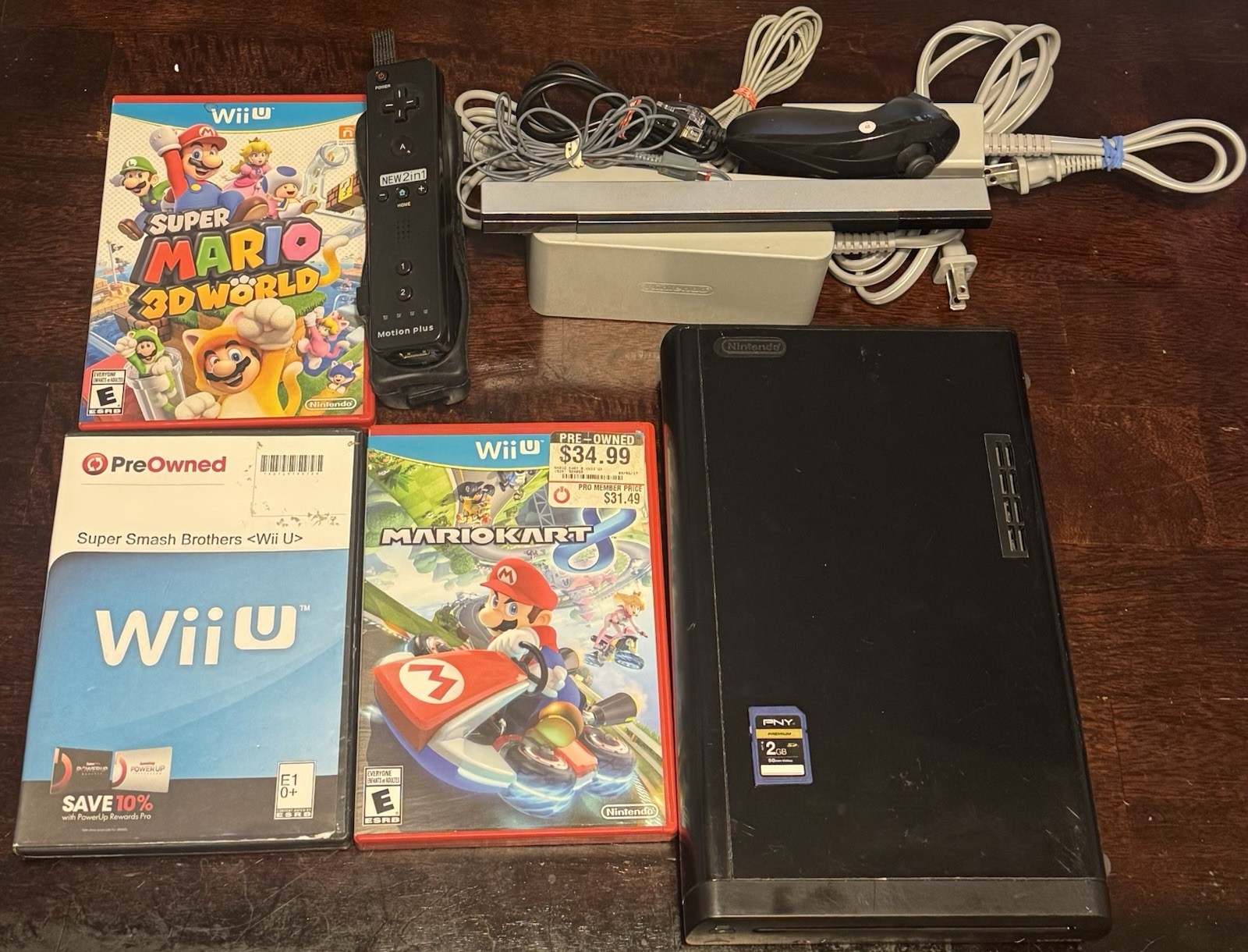 Nintendo Wii U 32GB Black Console Bundle TESTED with games NO gamepad Mario