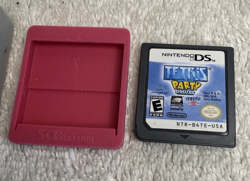 Nintendo DSi TWL-001 White Mario Rhinestone Cover Art OEM Charger Tetris Petz
