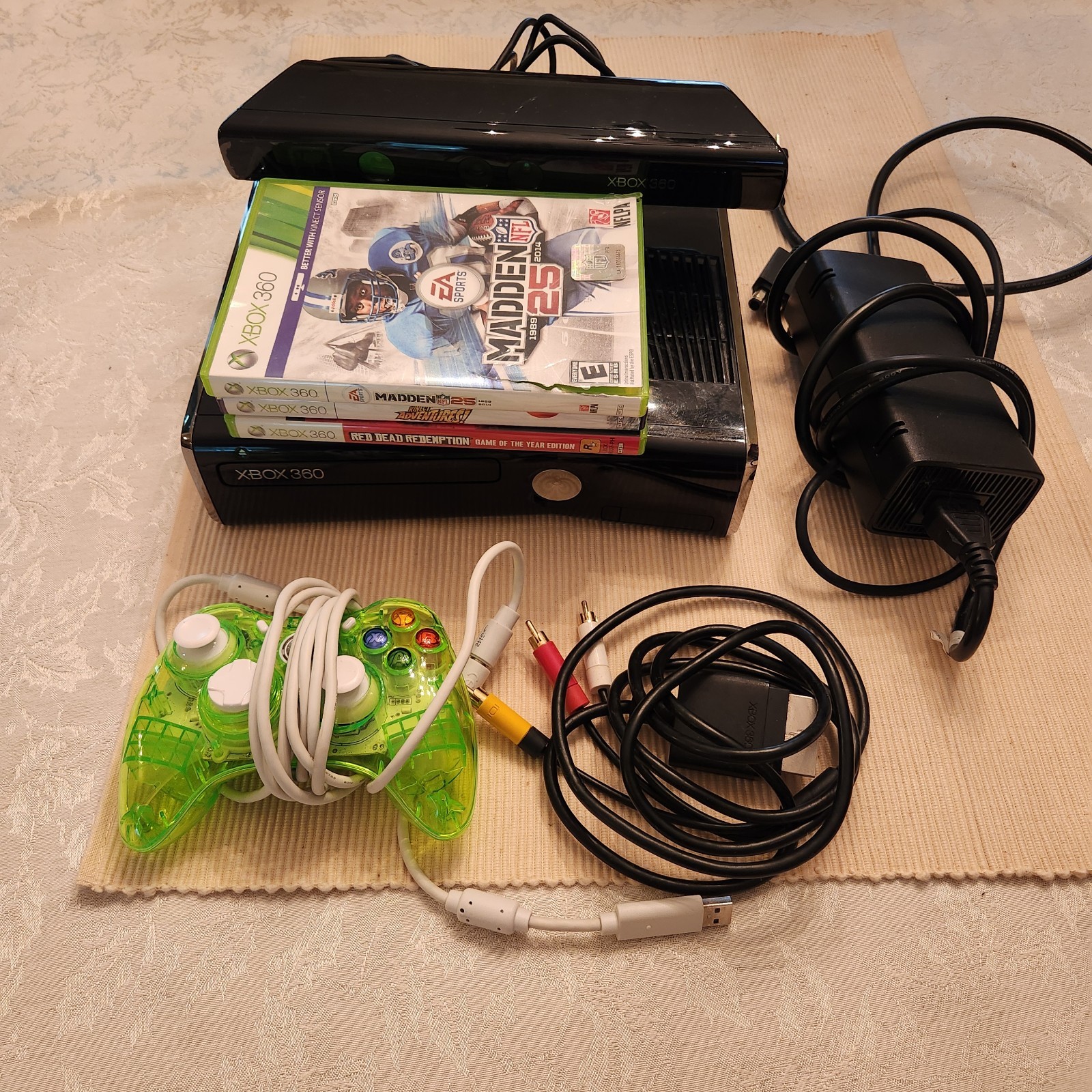 Microsoft Xbox 360 S 250GB Black Gaming Console With Kinect And 3 Games