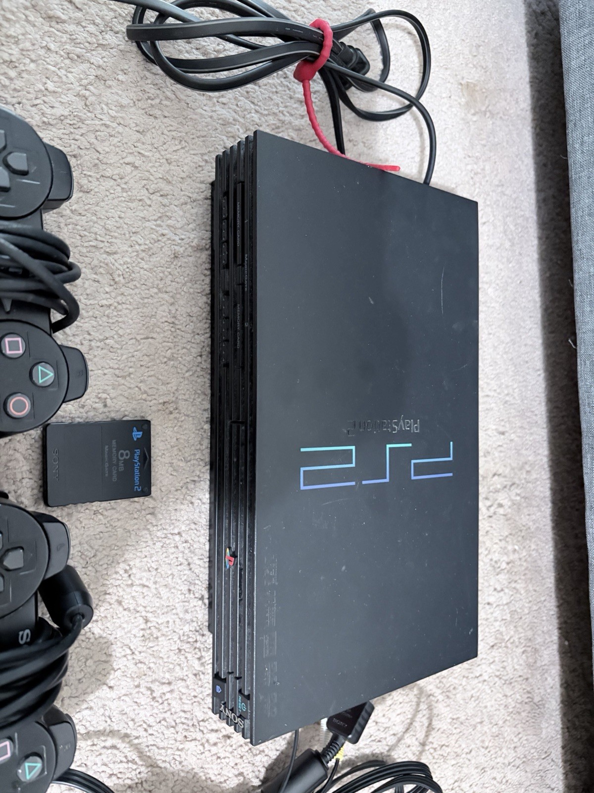 Sony PlayStation 2 Black US with 2 Dualshock 2 Controllers And 8MB Memory Card