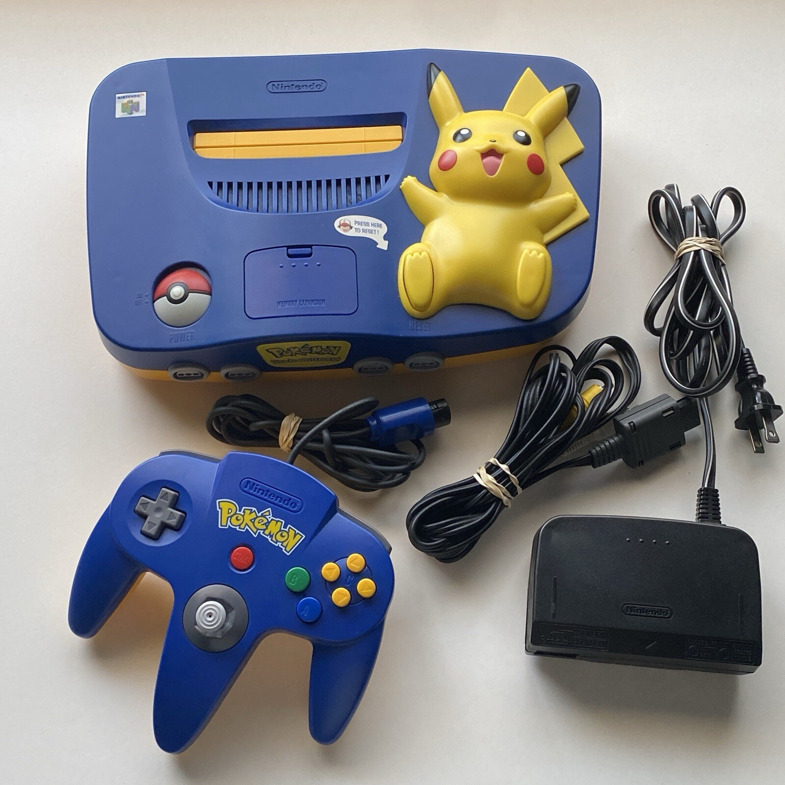 Nintendo 64 Pokemon Edition Pikachu Video Game Console USA Version Tested Tight