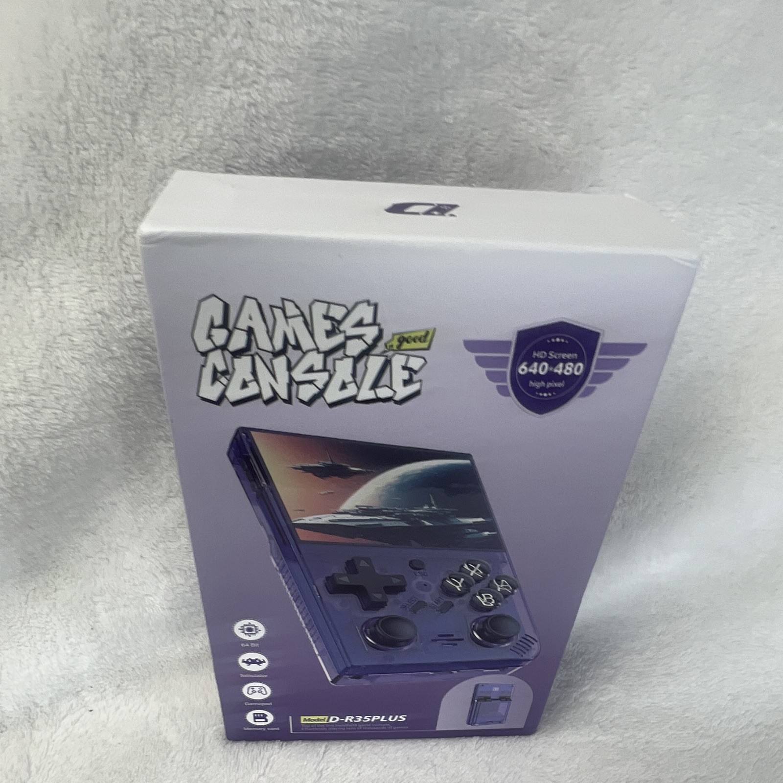 D-R35PLUS Handheld Game Console 64GB 640×480 Purple TV Output Card Slot