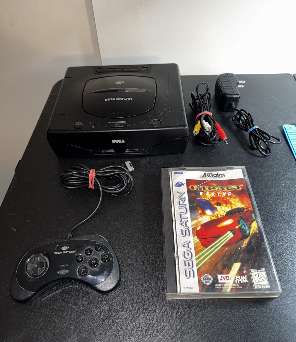 Sega Saturn Model 2 Console W/ Controller Cables Impact Racing Game Works Great!