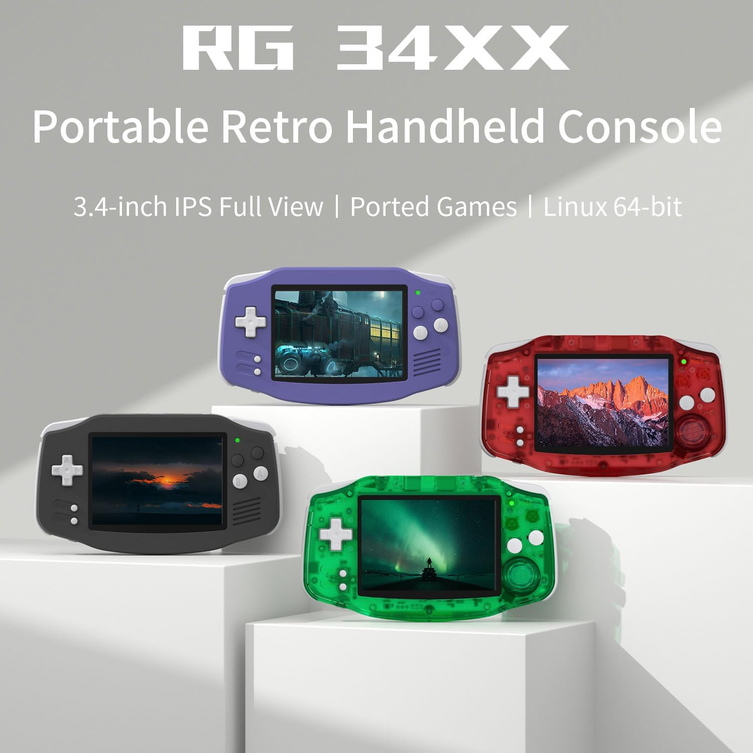 RG34XX Handheld Game Console 3.4-Inches 720*480 IPS Screen Built-In 32G+128G TF