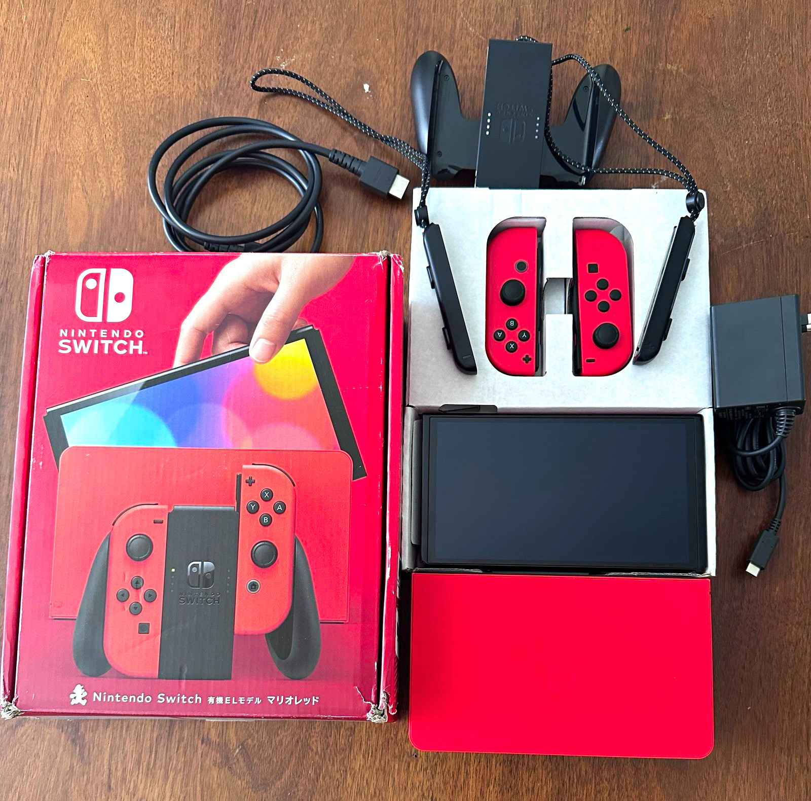 Nintendo Switch OLED 64GB Limited Edition Mario Red Console Bundle Barely Used