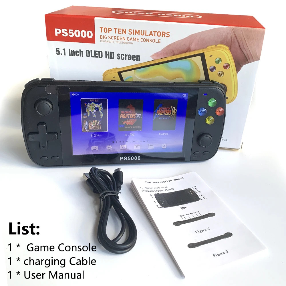 PS5000 Portable Handheld Game Console for PS1/MAME/MD/NES/SNES Video Gaming Port