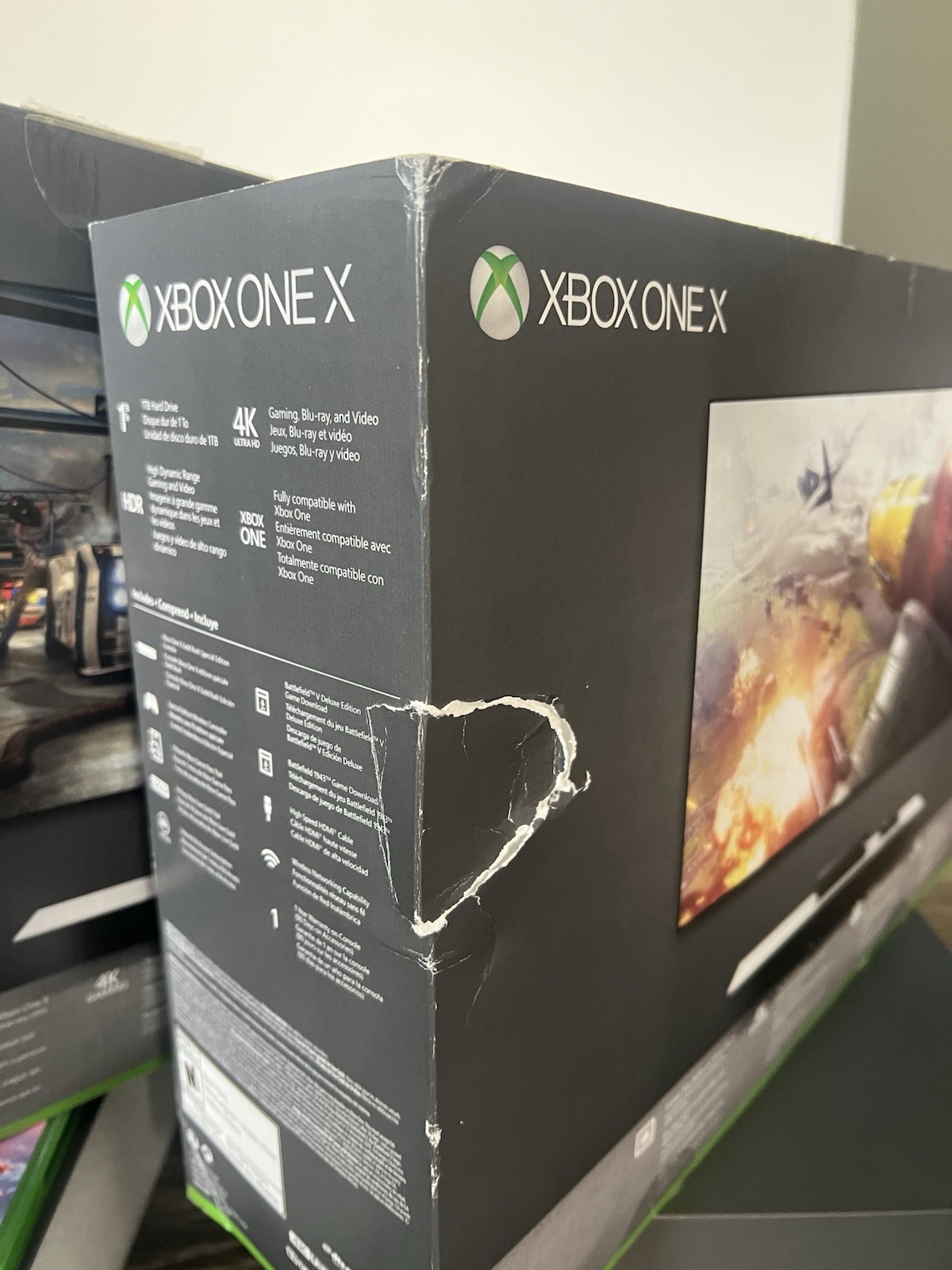 Xbox One X 1TB Console Gold Rush Battlefield Special Edition CIB Original Box