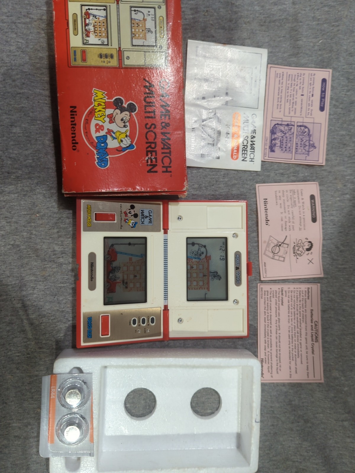 Nintendo Game & Watch MICKEY & DONALD DM-53 Multi Screen 1982 Box And Directions
