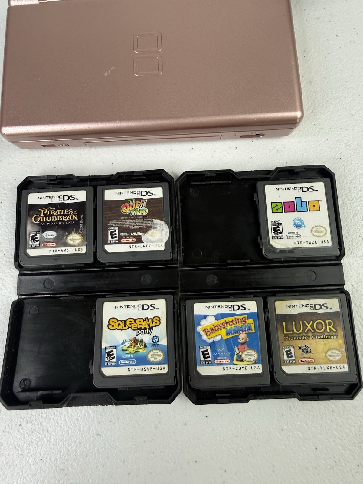 Nintendo DS Lite Metallic Rose Bundle – Games + Charger