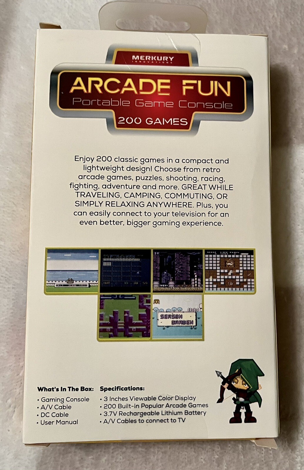 Merkury Innovations Arcade Fun Portable Gaming Console, 200 Games Rechargable