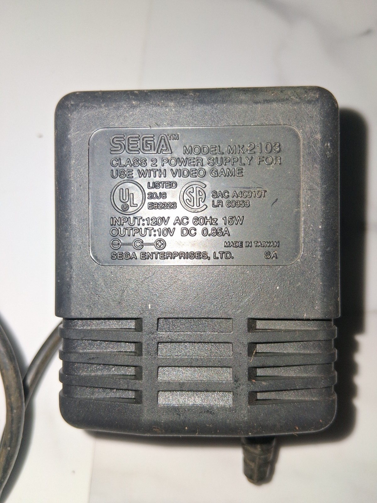 Sega Genesis Power Supply AC Adapter Cord Model MK-2103 Class OEM 120v 60hz 15w
