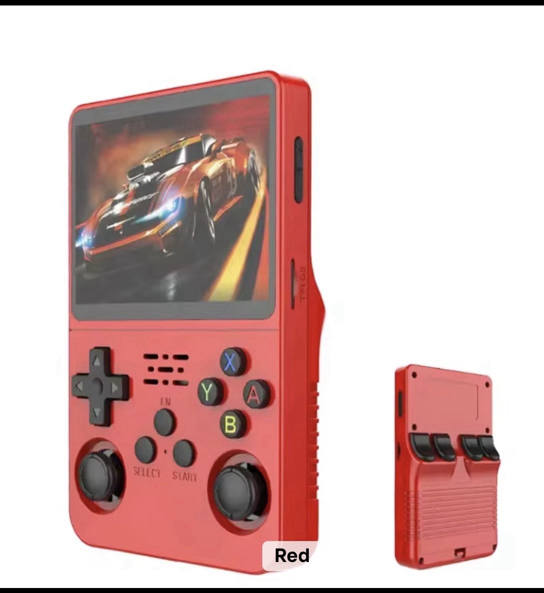R36s 64GB Orange Handheld Game Console with Headphone Jack