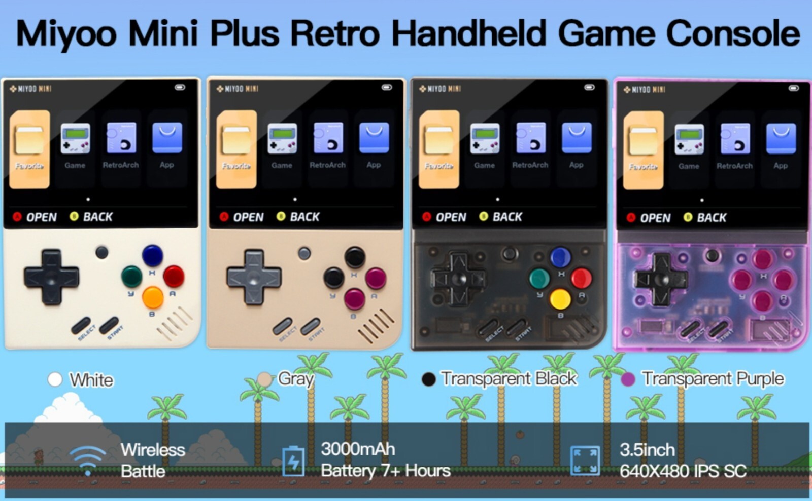 Miyoo Mini Plus 16-Bit Grey- 64GB – Games- USA Fast Ship!