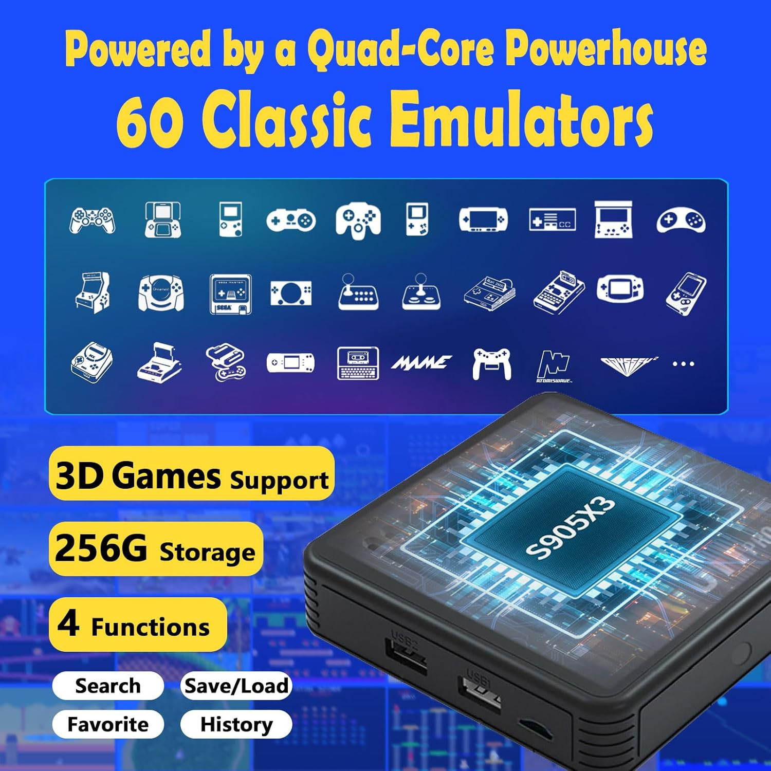 All8Bit G11 Pro Game Box, Classic Video Games with HDMI, Built-In 60 Emulators,