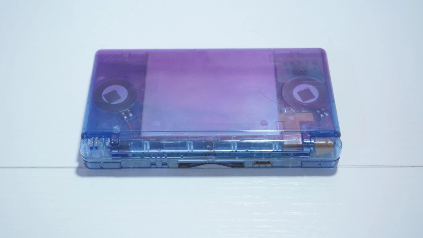 Nintendo DS Lite Transparent Clear Blue & Purple Handheld System with Charger
