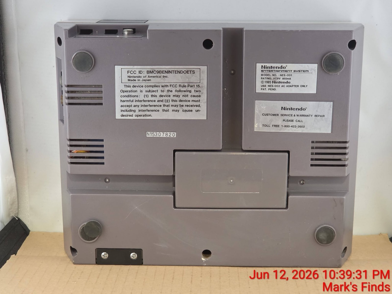 Nintendo Entertainment System NES-001 UNTESTED Parts or Repair