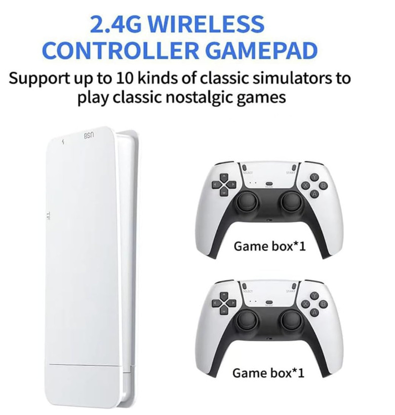 Retro Game Console 20000+ Games 4K HDMI Stick 2 Wireless Controllers Plug Play;