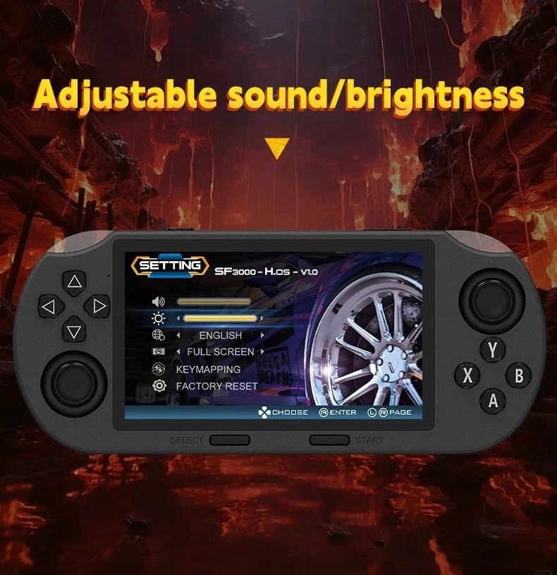 SF3000 Handheld Retro Game Console, IPS Video Game Console, Built-in 20000 Games