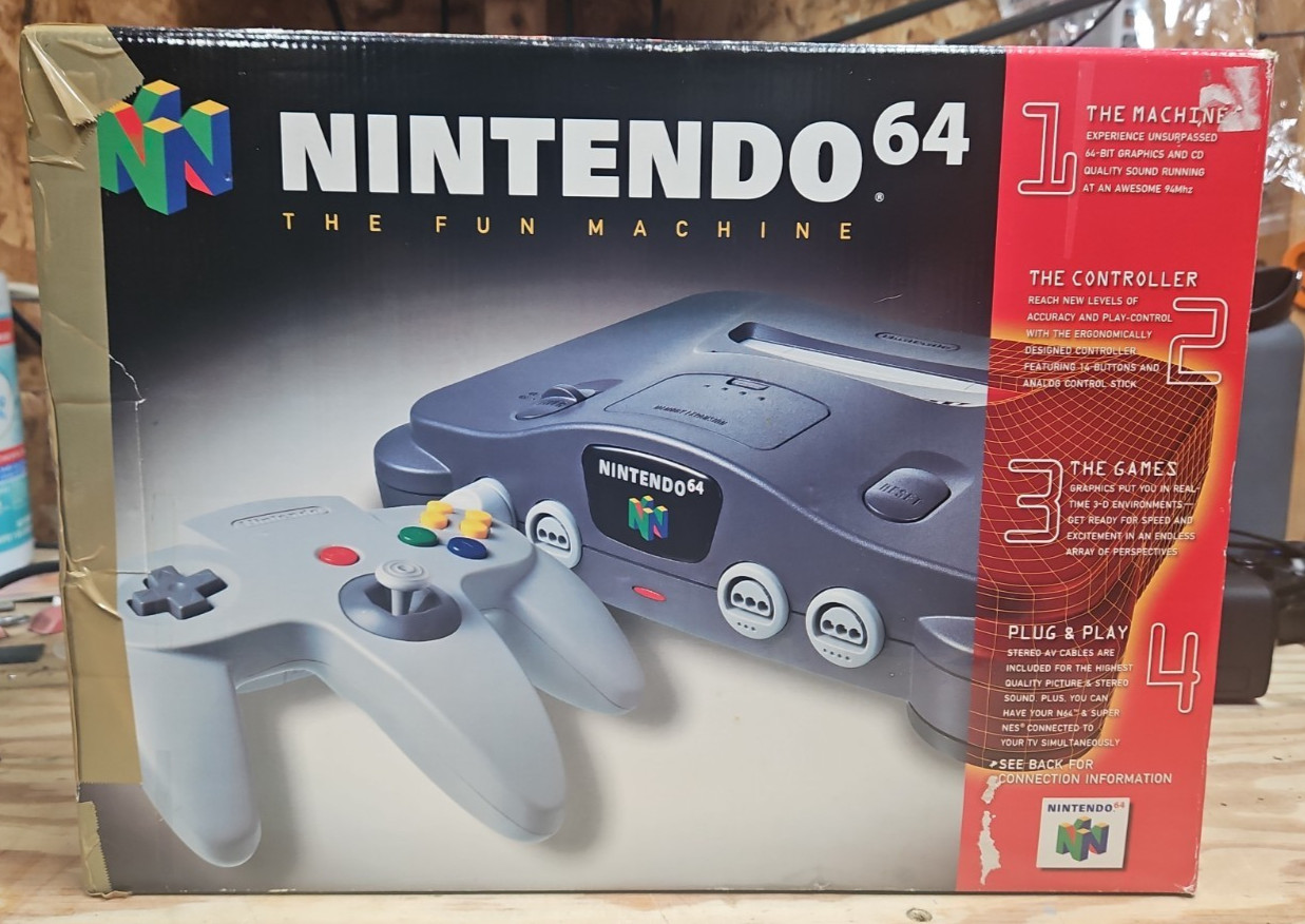 Nintendo 64 Console With Box N64 Controller Styrofoam