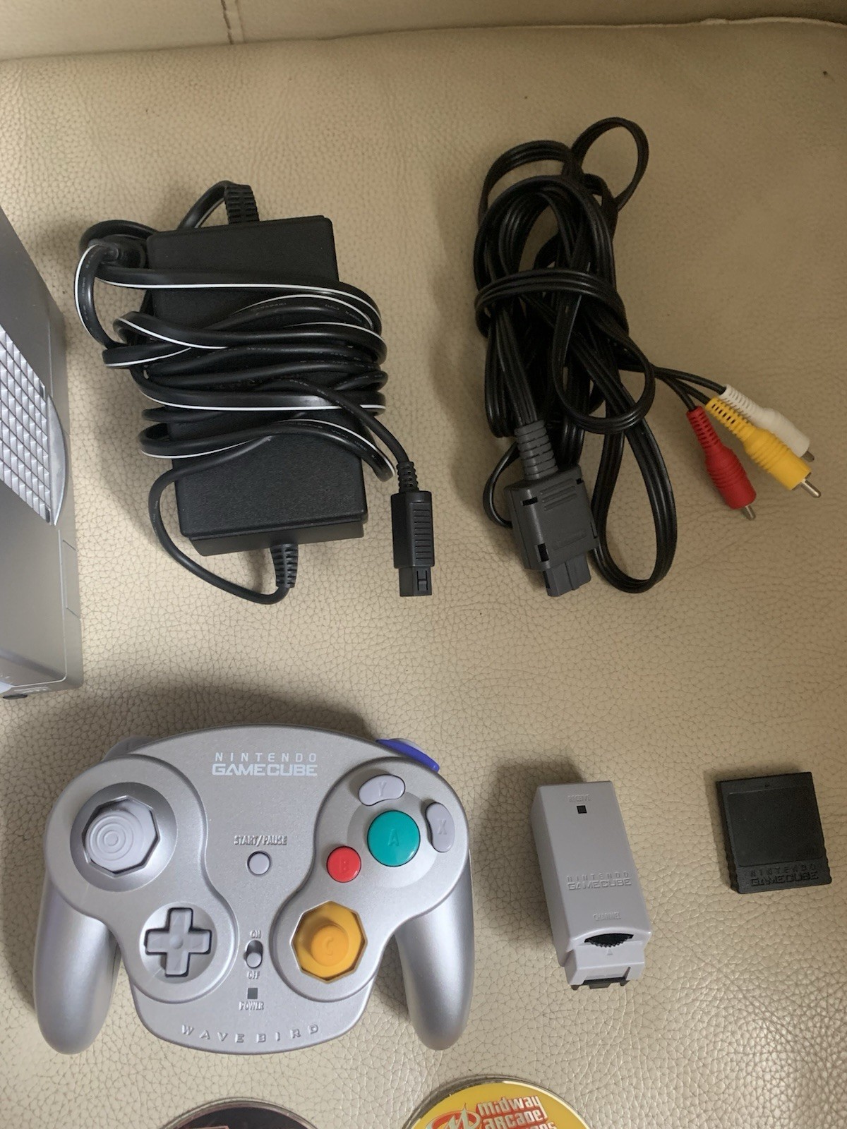 Nintendo GameCube DOL-001 Console Platinum With 3 Games, Cords And Controller.