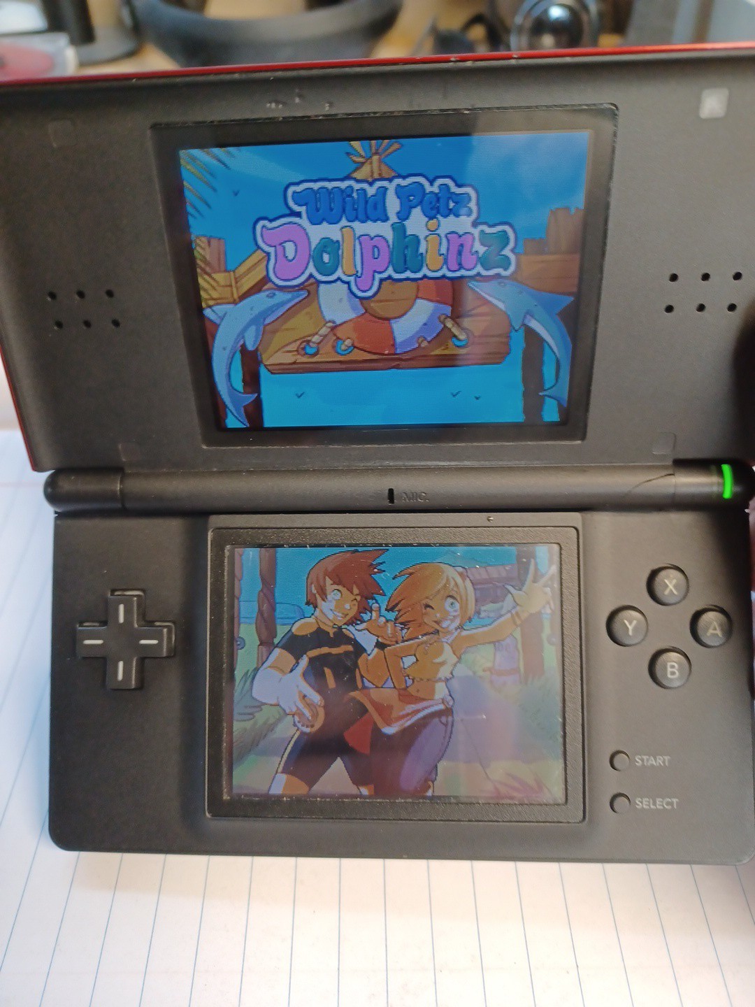 Nintendo DS Lite USG-001 Red/Black Dual Screen Touch Handheld Console- Tested