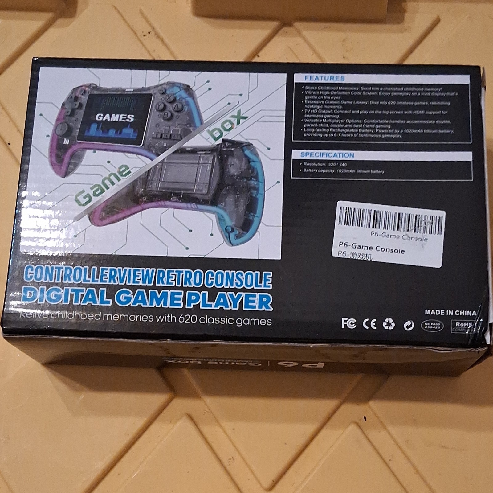 Controllerview P6 Handheld Retro Game Console, HDMI 720p, Rechargeable, 620