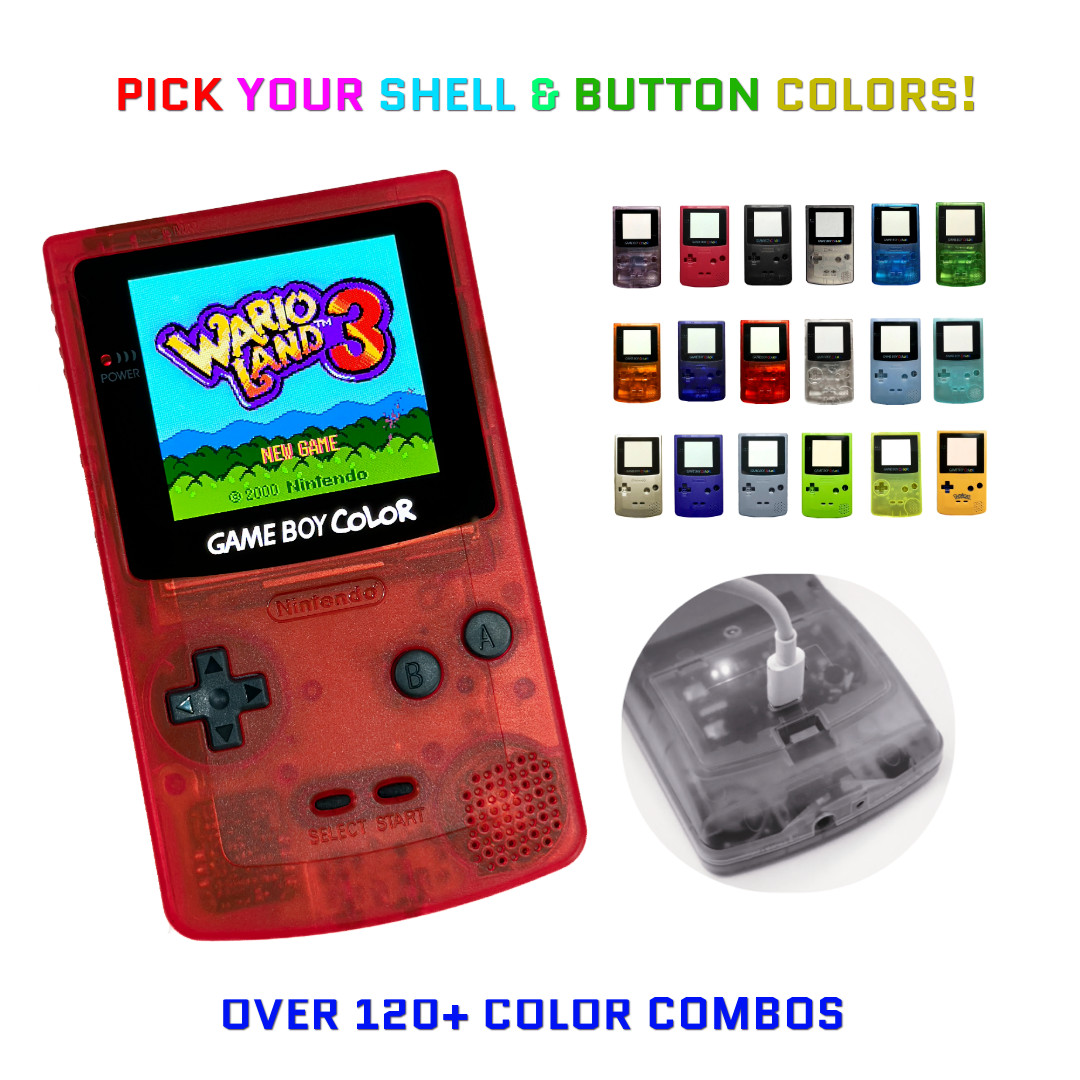 Nintendo Game Boy Color CLEAR RED System GBC AMOLED OLED XL Touch LCD Battery