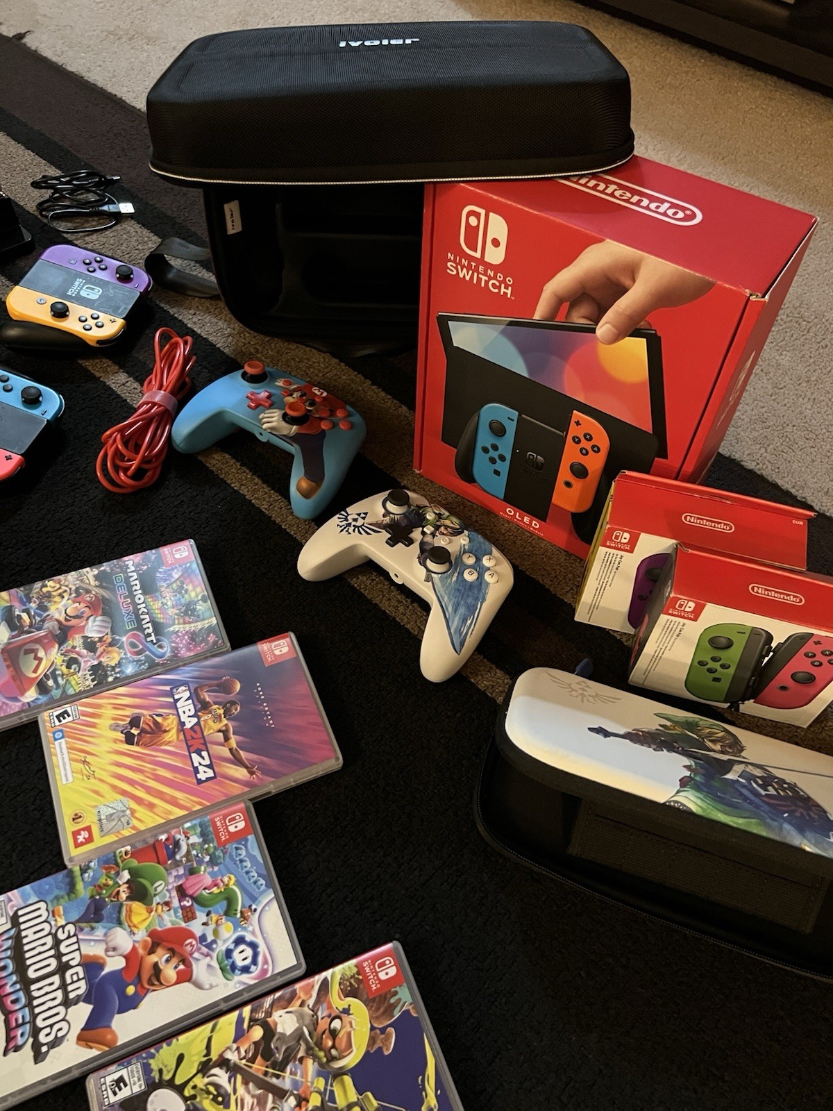 Nintendo Switch OLED Bundle Flawless Animal Crossing Super Mario LOADED w/EXTRAS