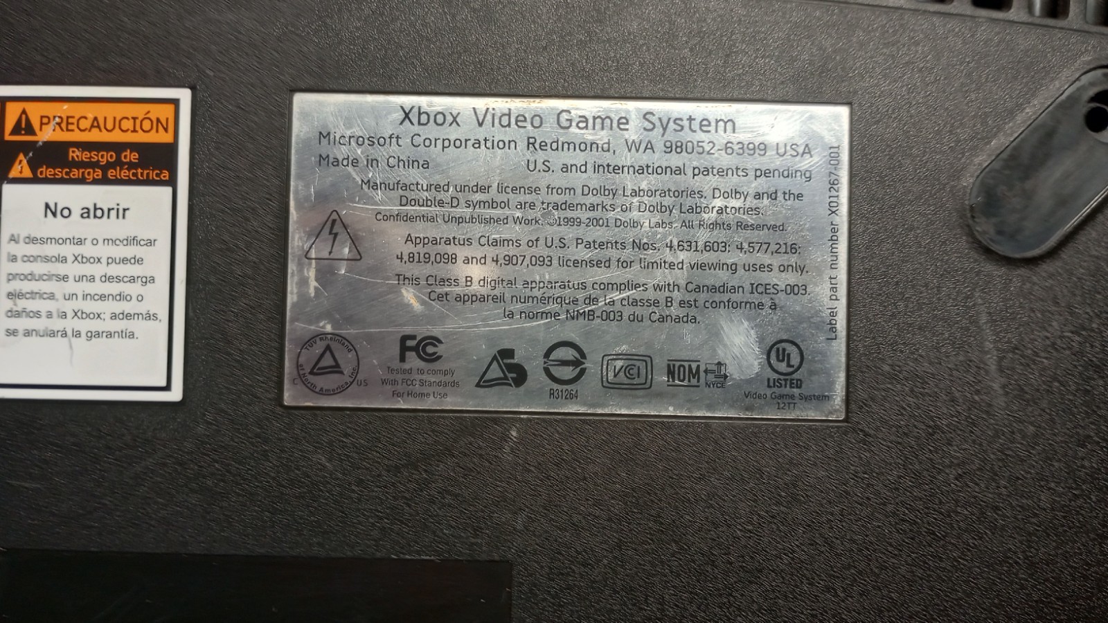 Microsoft Xbox Original Console 10GB HDD Disc Drive NTSC-U/C 2004 Untested Parts