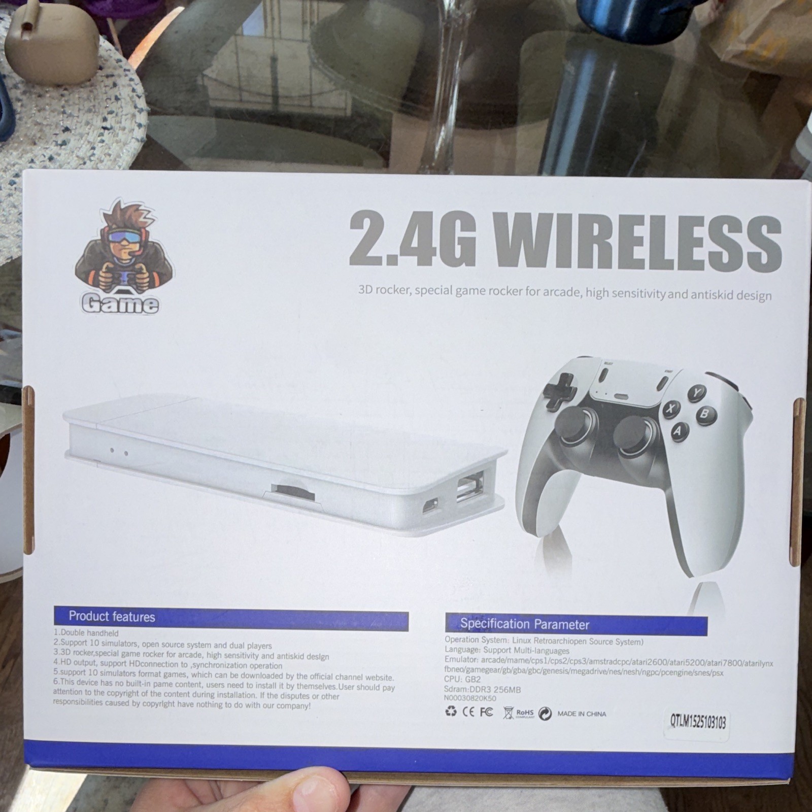 Game 4K UHD 2.4G Wireless Microconsole w/ 2 Controllers HDMI USB White/Black