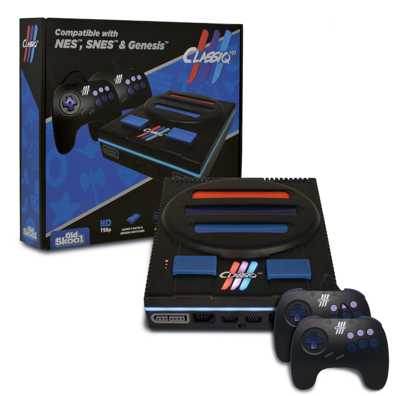 Old Skool Classiq 3 HD 3-IN-1 720p Retro Video Game System – Black