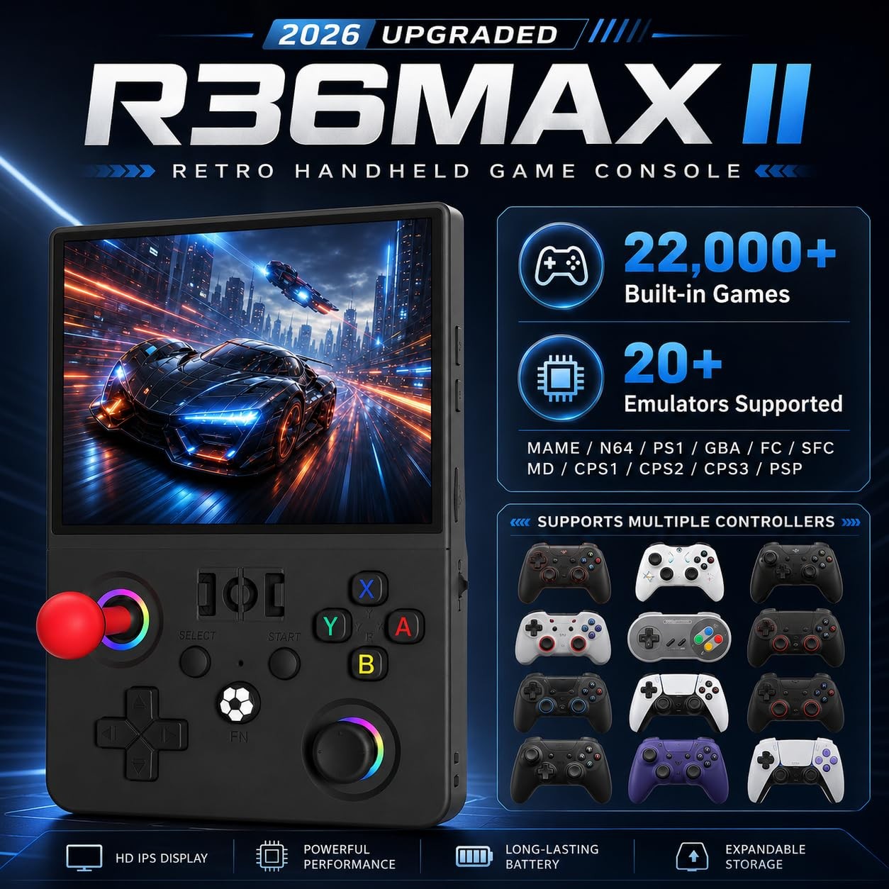 Zvtacix R36MAX2 Retro Handheld Game Console, 4.5-Inch 1024×768 IPS Screen, 12…