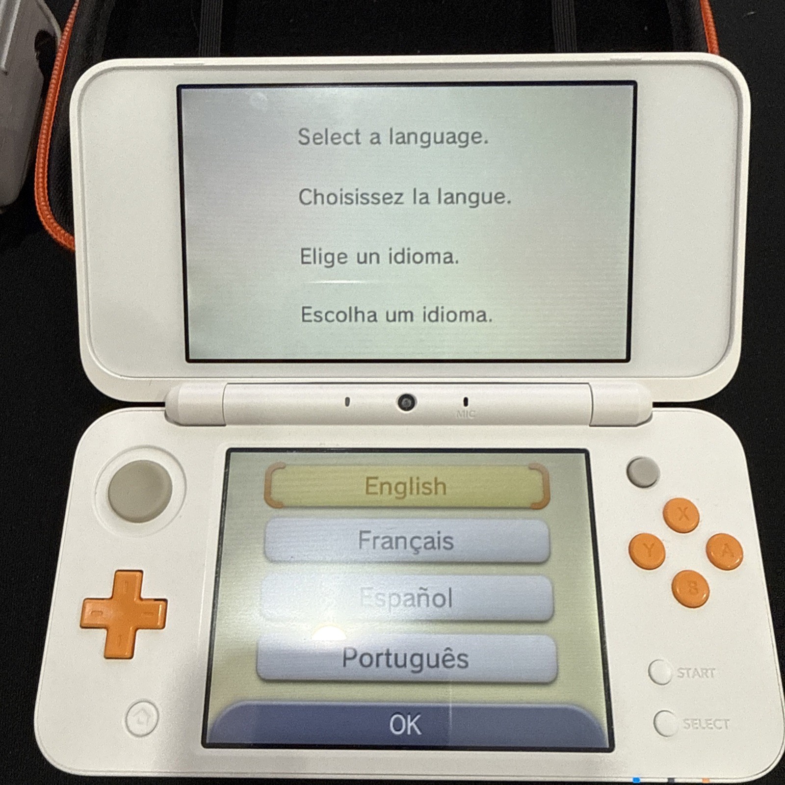 Nintendo 2DS XL Console – White/Orange With Case And Extra Stylist Tested