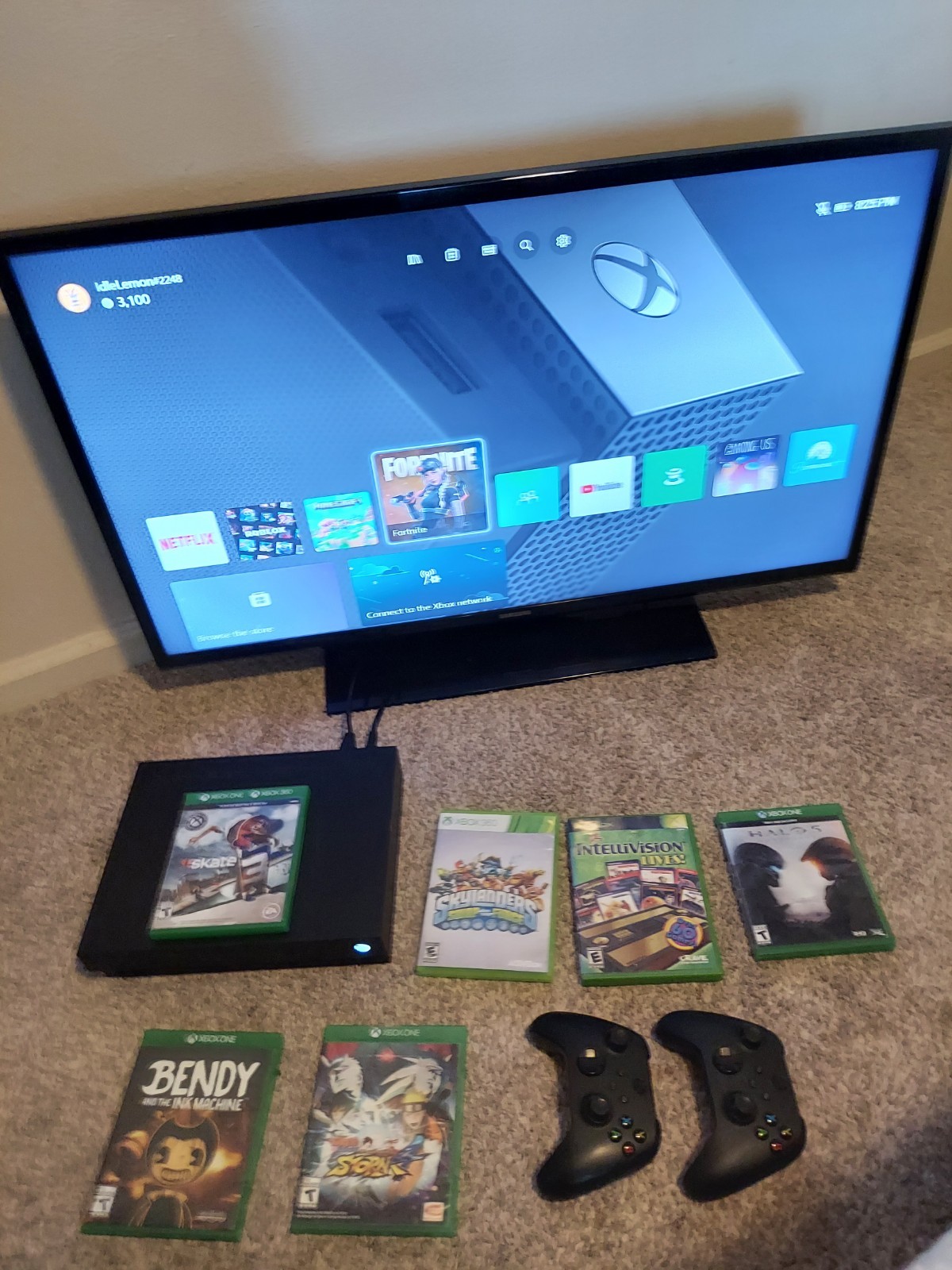 Microsoft Xbox One X 1TB Black Console 2 Controller Games Bundle