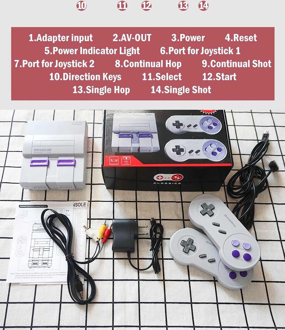 Super Classic Mini Entertainment System Game Console + 2 Controllers 90s Video