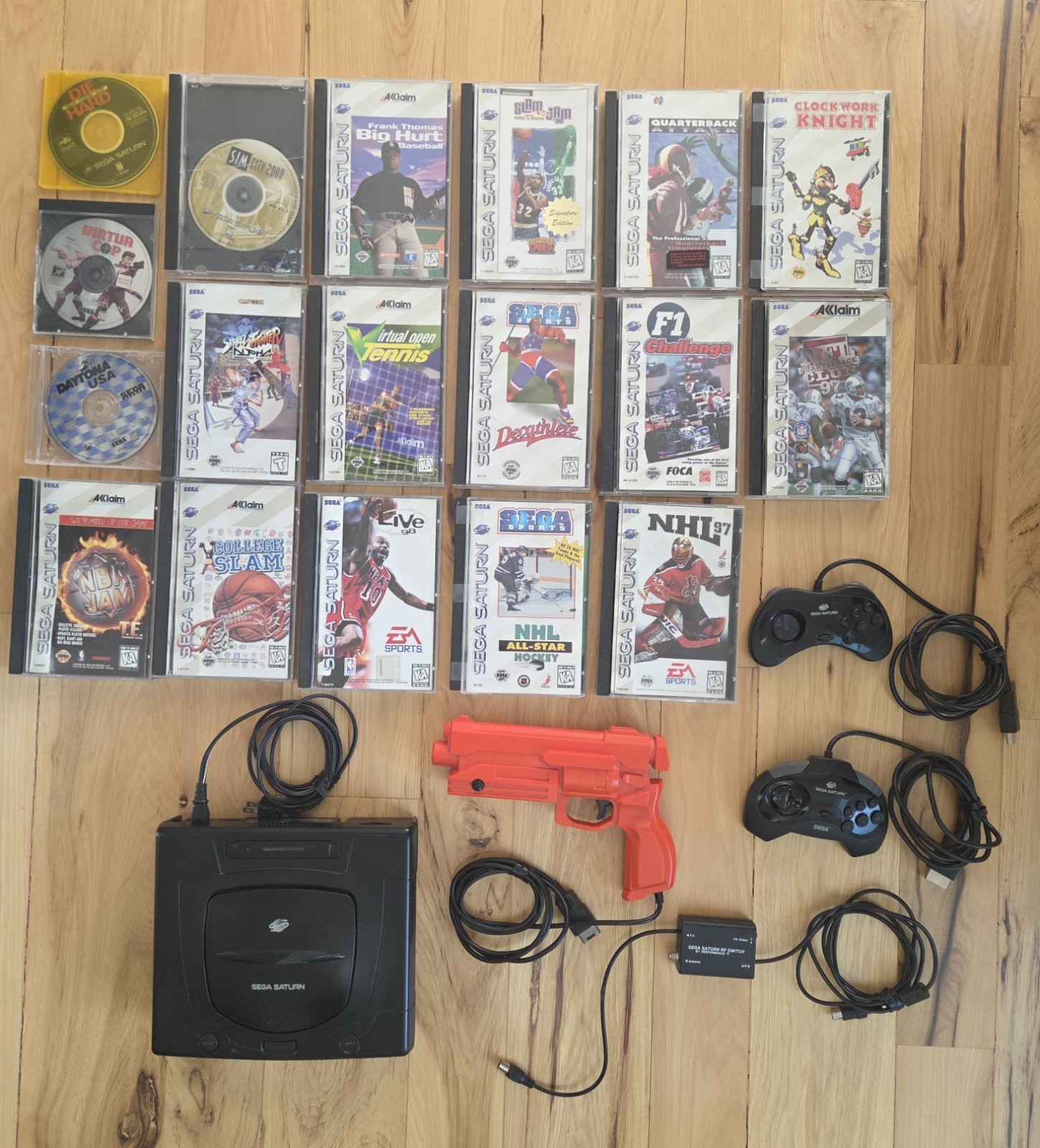 SEGA Saturn Home Console LOT with 18 Games 2 Controllers & MORE!!!