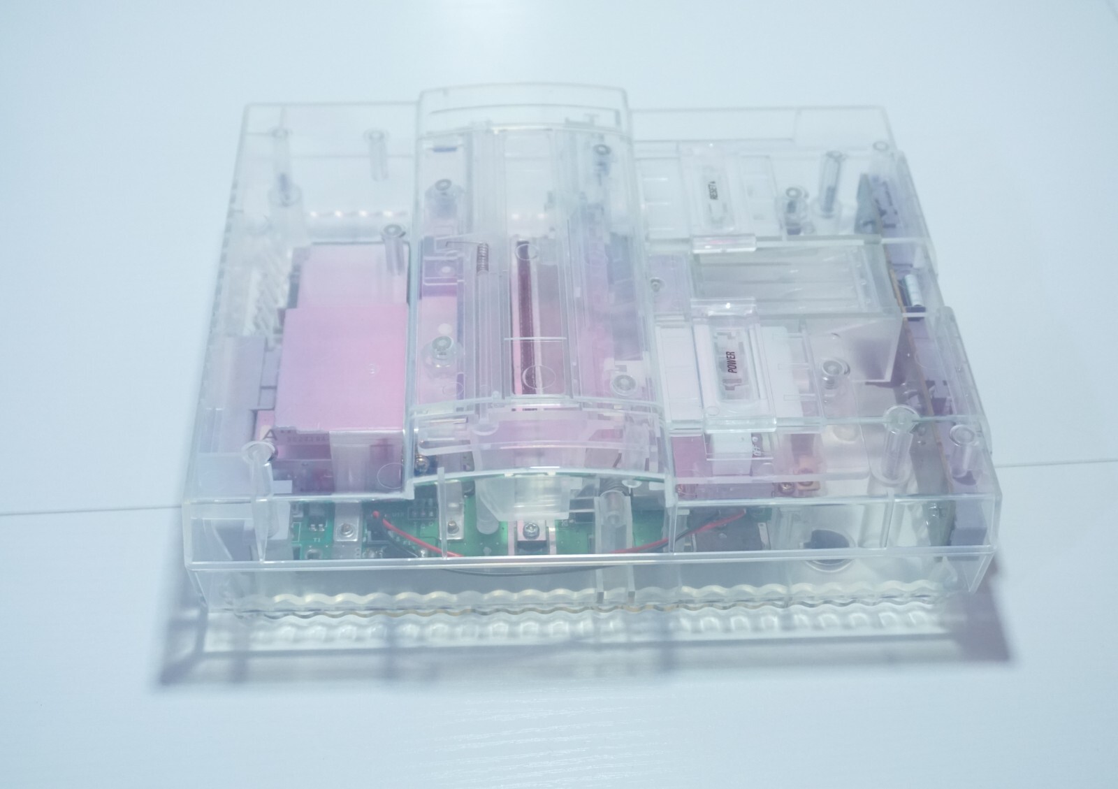 Transparent Clear Super Nintendo SNES Game Console SNS-001 with Blue LED
