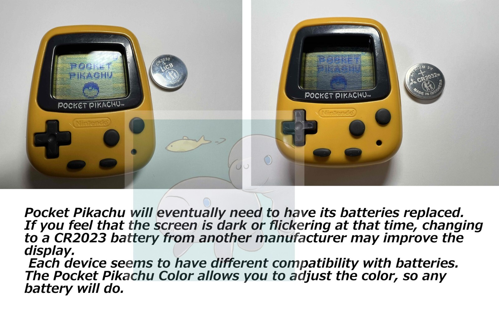 NINTENDO Pocket Pikachu Color Yellow & Clear Set of 2 Pedometer Pokemon Tested