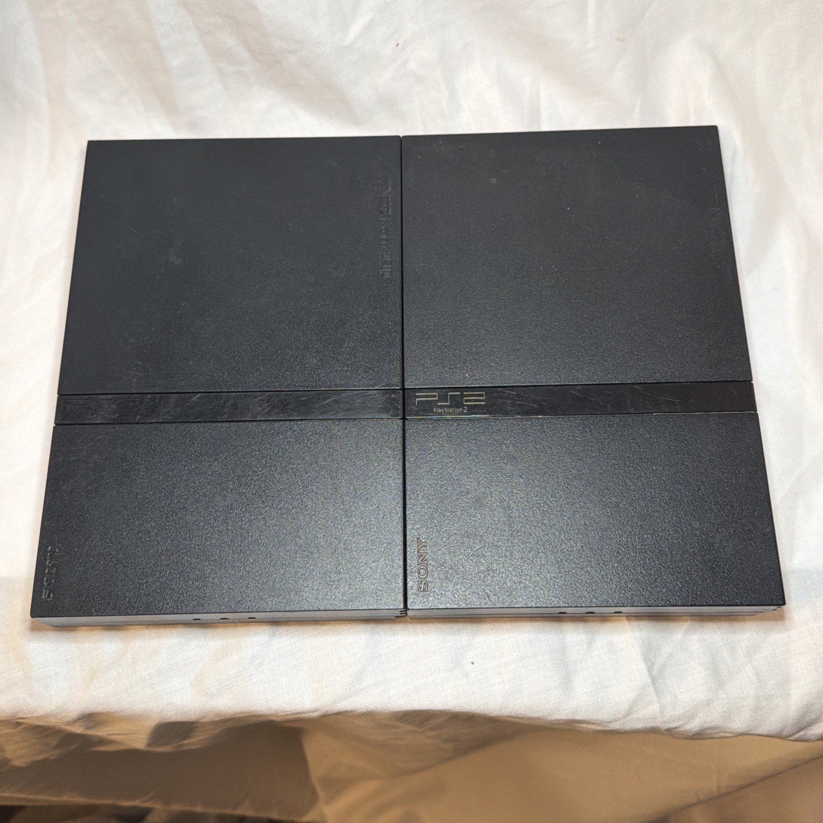 Lot of 2 Sony PlayStation 2 PS2 Slim Black Console Only Tested Working