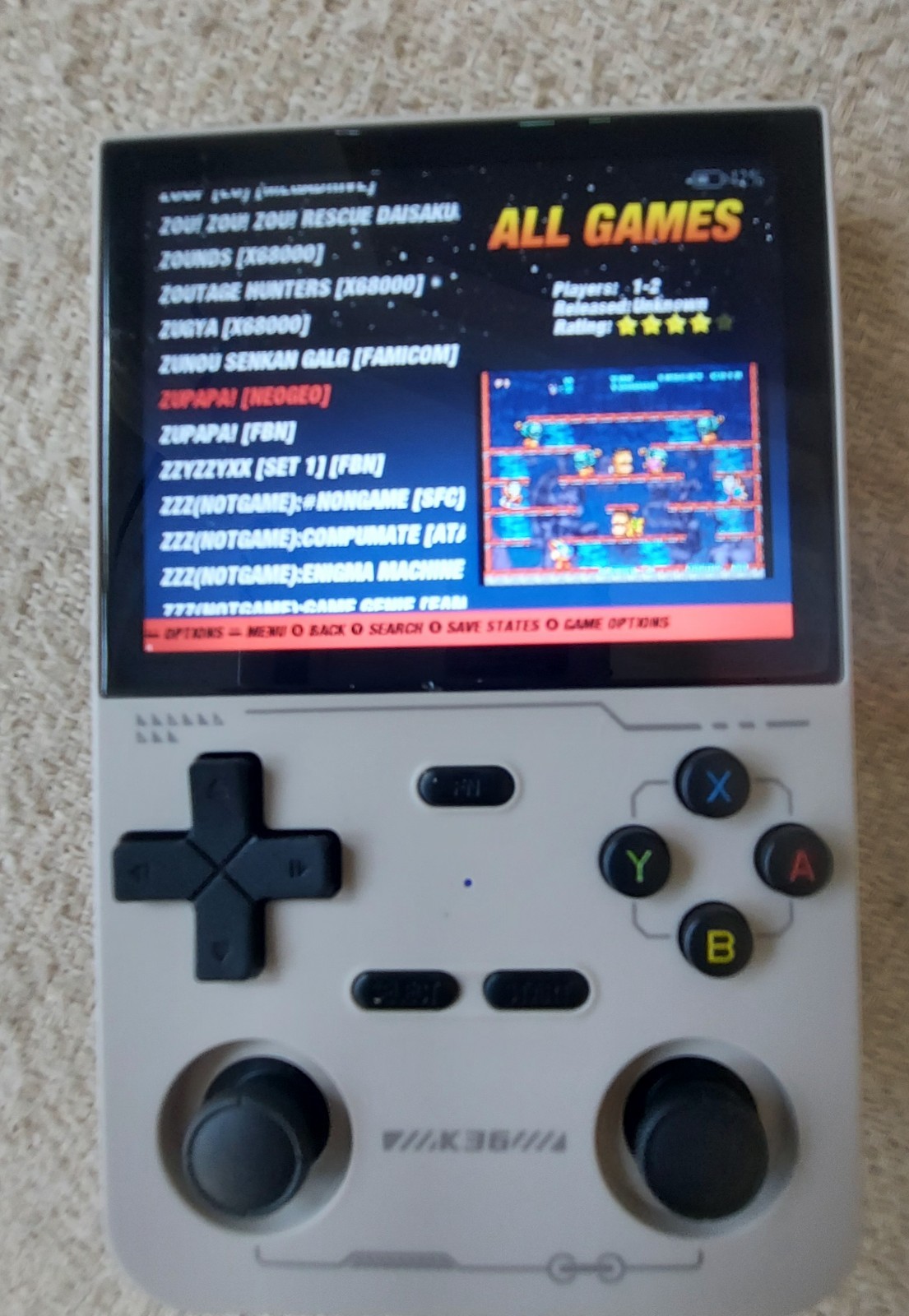 K36 Retro Handheld Video Game Console Loads of Retro Games Beige W/64GB Card.