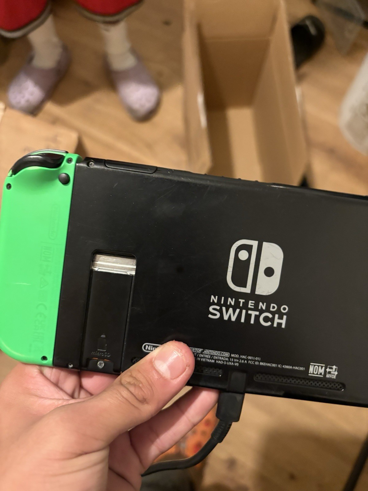 Nintendo Switch Console Black w/ Neon Green/Neon Red Joy-Con, Dock & Case