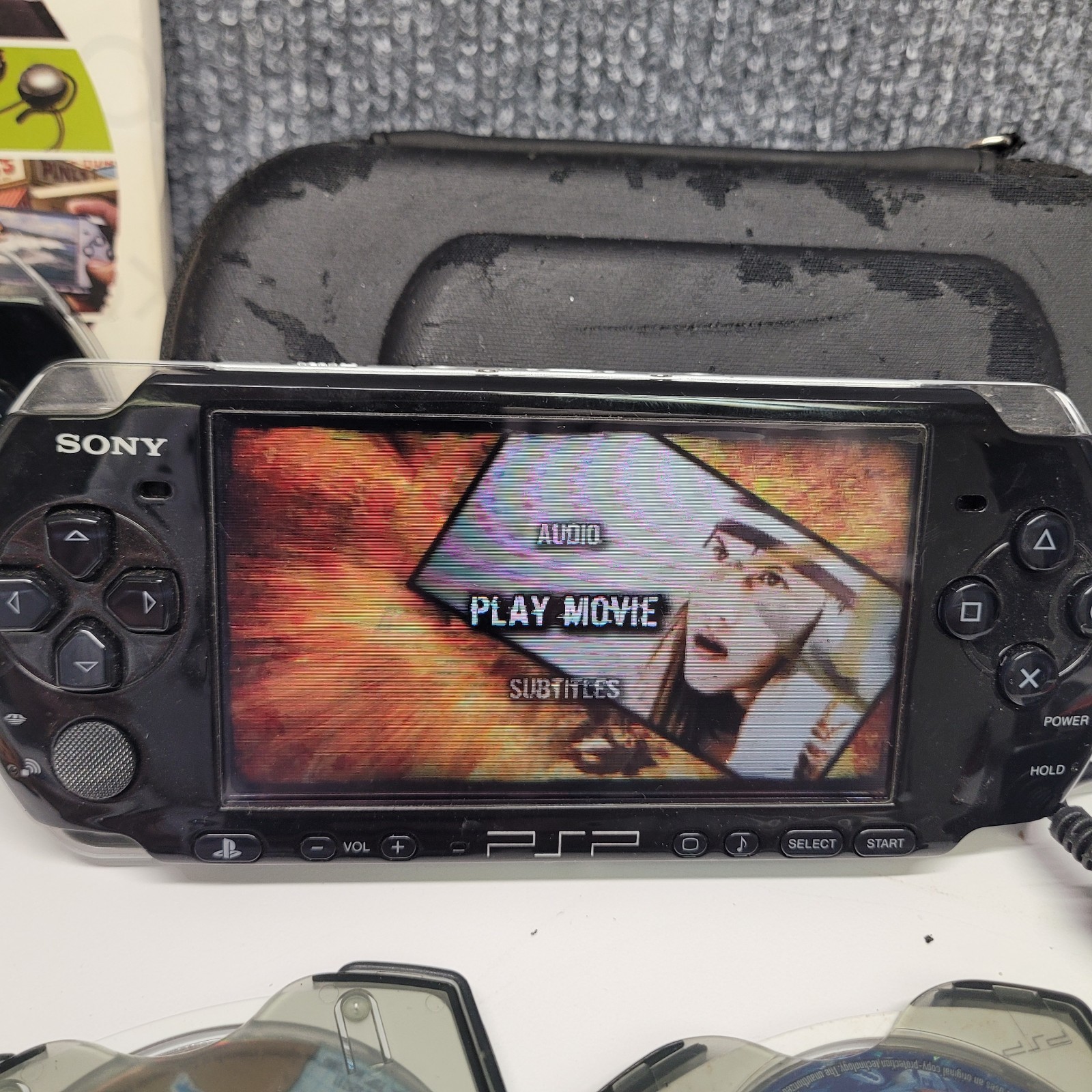 Sony PSP-3001 & PSP-1001 System Bundle W/ Storage, Game, DVD and Charger Read!