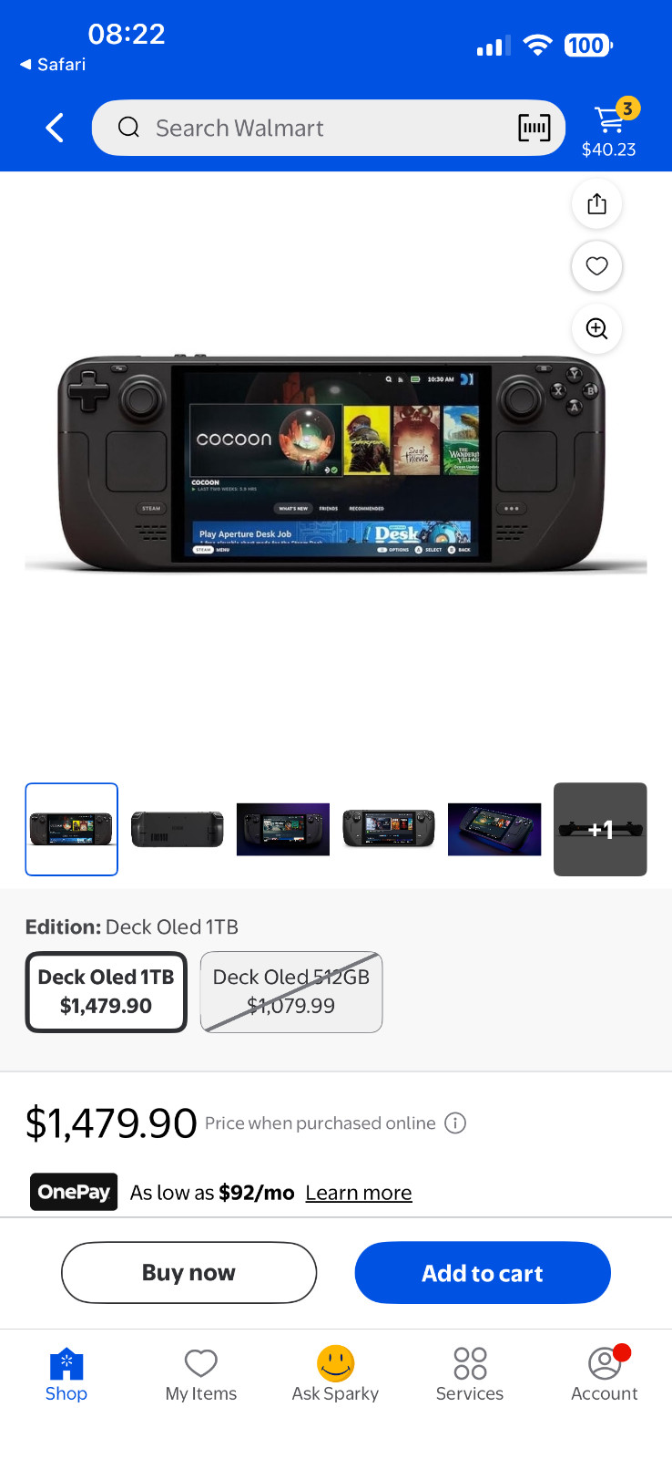 Valve Steam Deck 1 TB- charger not included
