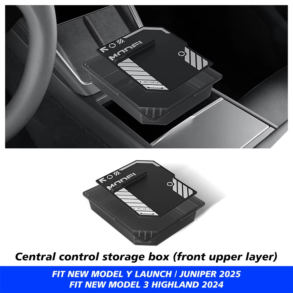 Console & Armrest Storage Box For Tesla New Model Y 2025 Juniper Launch ABS with